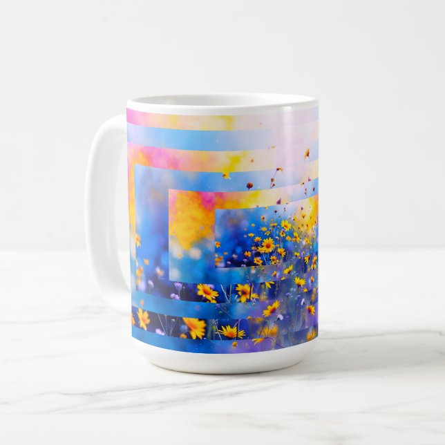 Caneca De Café Campo de Flores Modernas (Frente Esquerda)