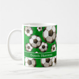 Caneca De Café Campo de Futebol Verde Personalizado | Bolas de fu