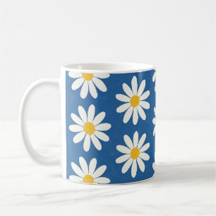 Caneca De Café Campo de Margaridas em Azul
