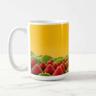 Caneca De Café Campo de Morango Vermelho Vibrante