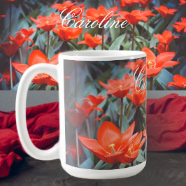 Caneca De Café Campo de tulipa vermelha