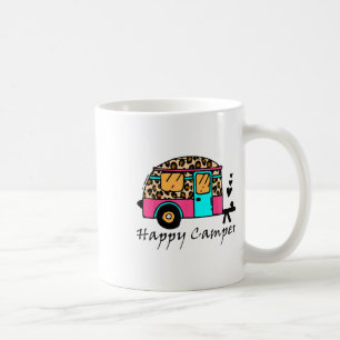 Caneca De Café Campo de verão feliz acampamento Leopard Engraçado
