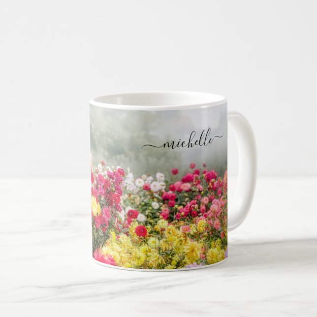 Caneca De Café Campo Flor Dahlia (Frente Esquerda)