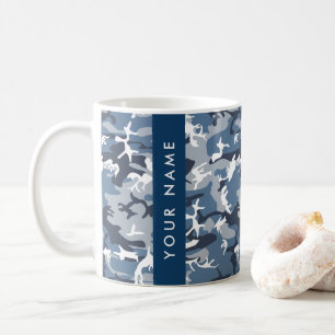 Caneca De Café Camuflagem Azul Neve de Inverno Personalize seu no