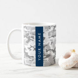 Caneca De Café Camuflagem Cinza Neve de Inverno Personalize seu n
