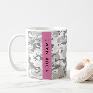 Caneca De Café Camuflagem Cinza Neve de Inverno Personalize seu n