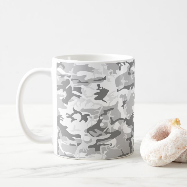 Caneca De Café Camuflagem de Cinzas de inverno, Militar, Exército (Com Donut)