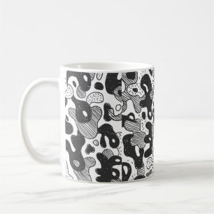 Caneca De Café camuflagem de estilo abstrato, preto