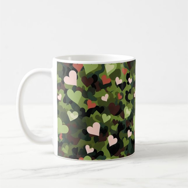 Caneca De Café Camuflagem do Coração Verde (Esquerda)