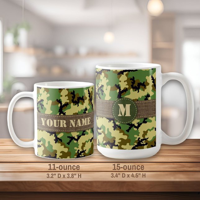 Caneca De Café Camuflagem florestal (Criador carregado)