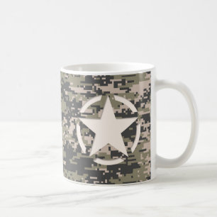 Caneca De Café Camuflagem Khaki do estilo do decalque do Tag do