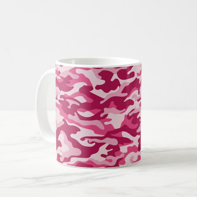 Caneca De Café Camuflagem Rosa (Frente Esquerda)