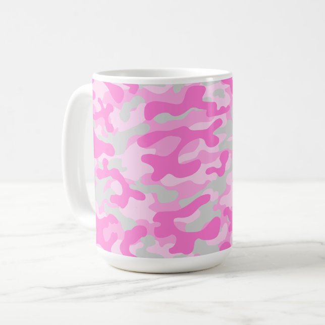 Caneca De Café Camuflagem Rosa (Frente Esquerda)