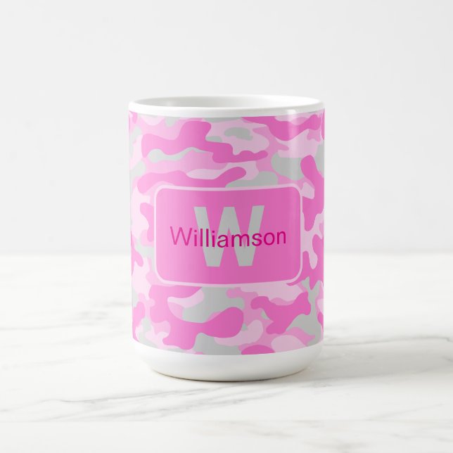Caneca De Café Camuflagem Rosa com Personalização   (Centro)