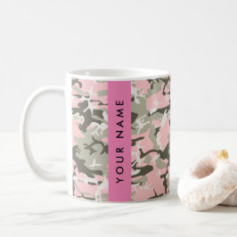 Caneca De Café Camuflagem rosa e verde Seu nome personaliza