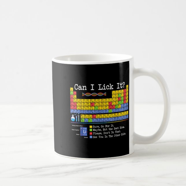 Caneca De Café Can I Lick It Periodic Table Funny Science Teacher (Direita)