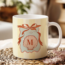 Caneca De Café Cana Costeira Retroativa do Monograma Personalizad