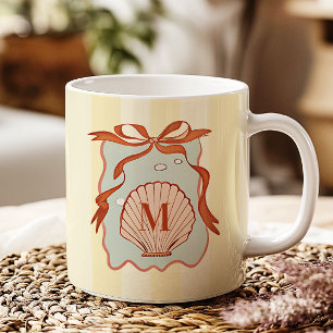 Caneca De Café Cana Costeira Retroativa do Monograma Personalizad