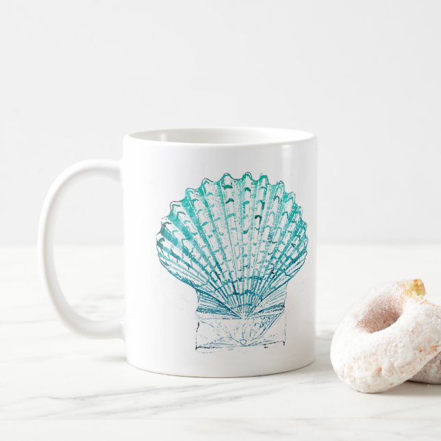 Caneca De Café Cana-de-água azul-lacrimogéia da costa (Com Donut)