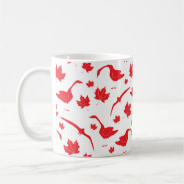 Caneca De Café Canada Geese and Maple Leaves - canadense flag red