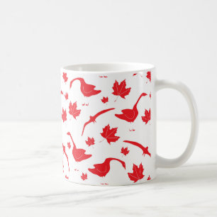 Caneca De Café Canada Geese and Maple Leaves - canadense flag red