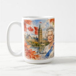 Caneca De Café Canadá. Rainha Elizabeth II. Histórica.
