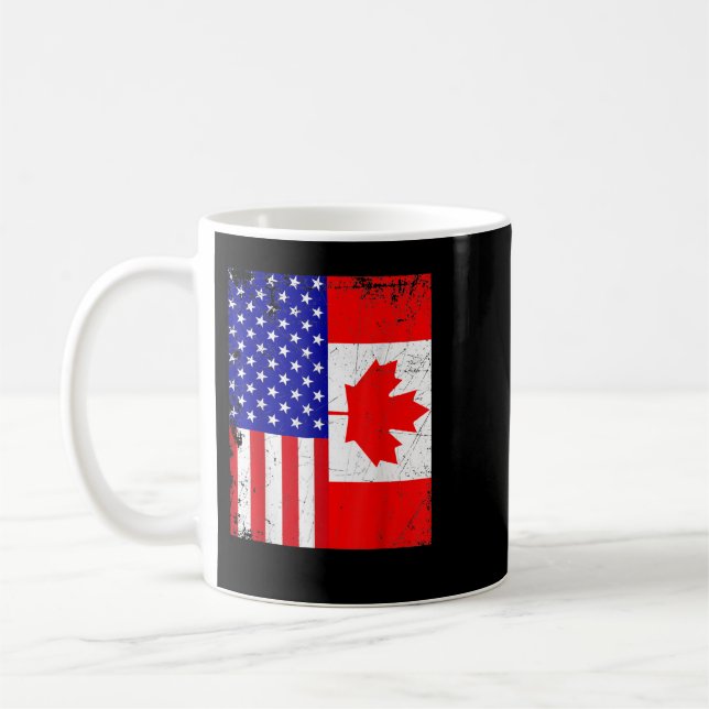 Caneca De Café Canadense American Shirt USA Canada Flag 4th Jul (Esquerda)