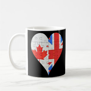 Caneca De Café Canadian British Flag Heart