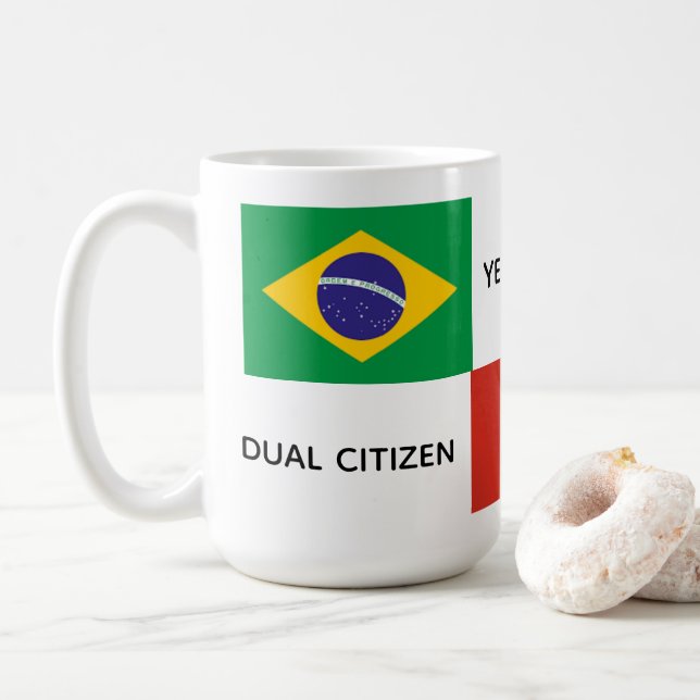 Caneca De Café Canadiano brasileiro - Dual Citizen Mug (Com Donut)