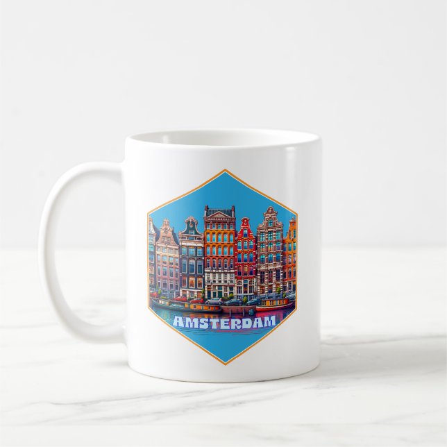 Caneca De Café Canal Amsterdam Países Baixos Europa (Esquerda)