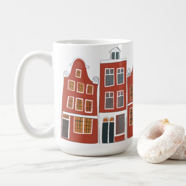 Caneca De Café Canal Houses Row Amsterdam Holanda (Com Donut)