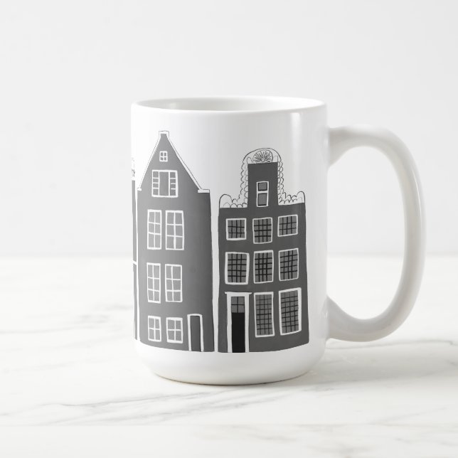 Caneca De Café Canal Houses Row Amsterdam Holanda Cinza Holandesa (Direita)