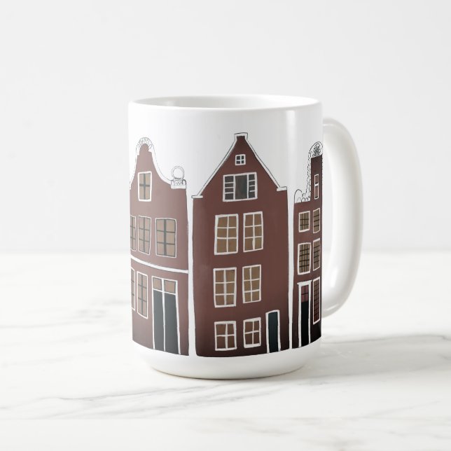 Caneca De Café Canal Houses Row Amsterdam Holland Viagem Holandês (Frente Esquerda)