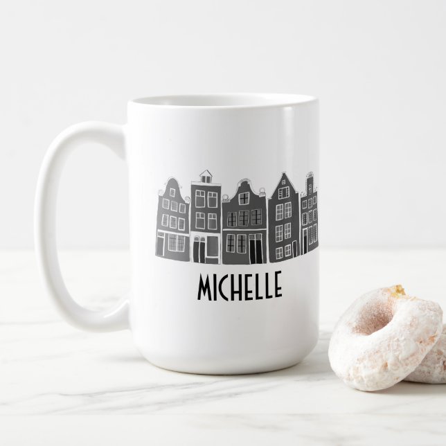 Caneca De Café Canal PERSONALIZADO Rainbow Amsterdam Holland Hola (Com Donut)