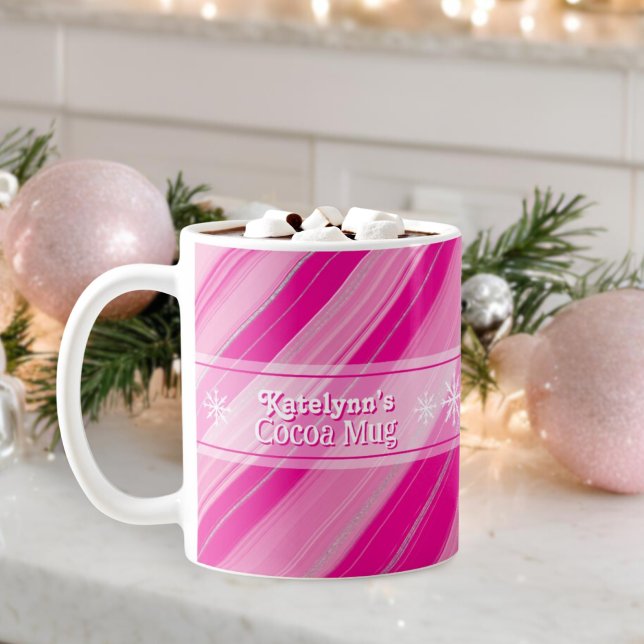 Caneca De Café Canas cor-de-rosa Strikes Snowflakes Adicionar Nom (Criador carregado)