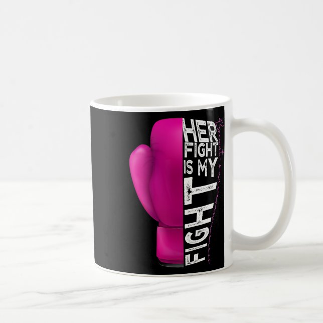 Caneca De Café Cancer A Luta Dela É A Minha Luta De Boxas Rosa (Direita)