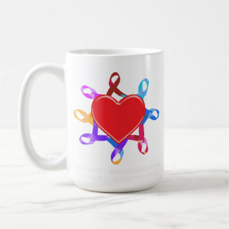 Caneca De Café Cancer Awareness Heart Ribbon | Love Hope Courage