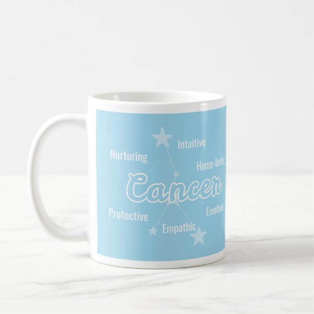 Caneca De Café Cancer Azul Aquastrologia Zodiac Sinal Mug (Esquerda)