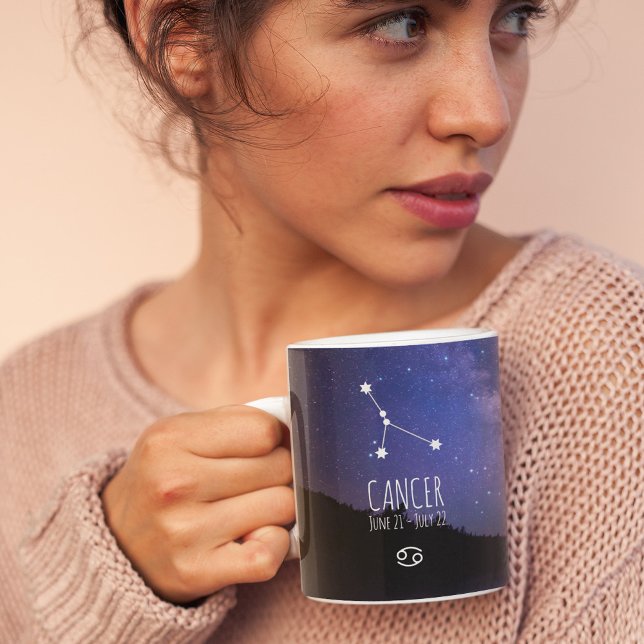 Caneca De Café Cancer | Constelação Zodiac Personalizada (Criador carregado)