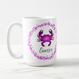 Caneca De Café Cancer Crab Zodiac Sign Astrology pink purple 