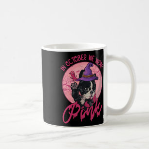 Caneca De Café Cancer da Mama Bruxa de Boston Terrier Cancer Awar