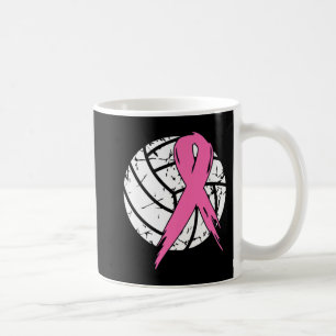 Caneca De Café Câncer da mama Cos de Consciência do Voleibol Rosa