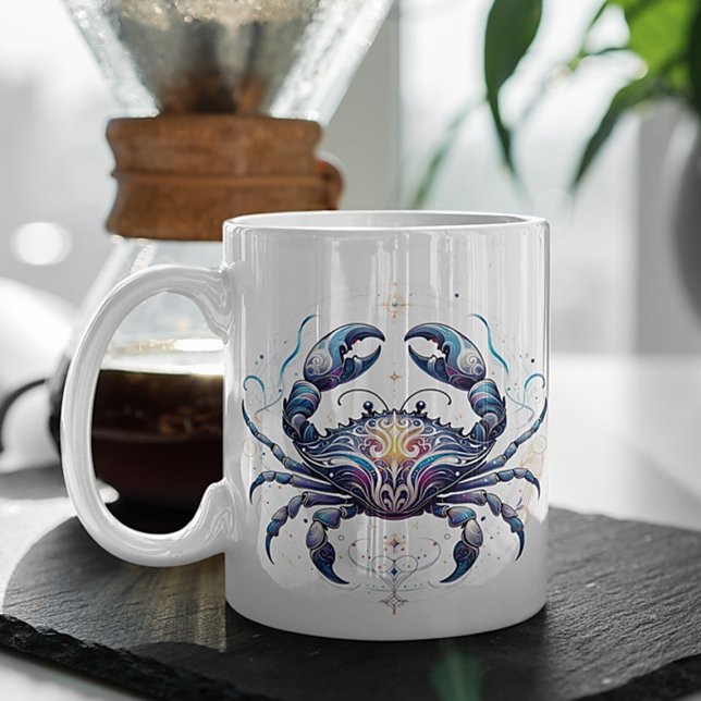Caneca De Café Cancer de Aquarela Elegante - Zodiac - Mug Persona (Criador carregado)