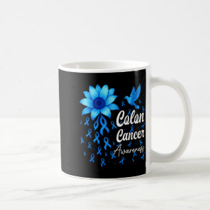 Caneca De Café Câncer de cólon girassol fita azul colorretal