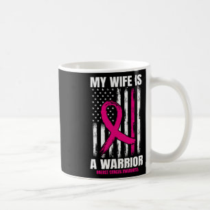 Caneca De Café Cancer de Mama rosa com bandeira americana Esposa 