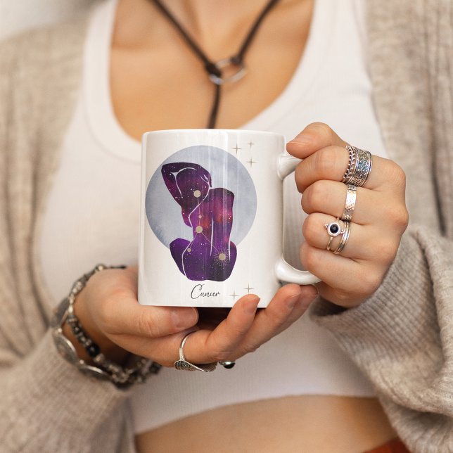 Caneca De Café Cancer Feminina Roxo Zodiac (Criador carregado)