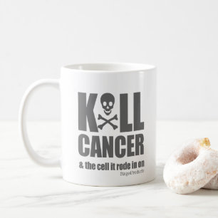 Caneca De Café Cancer K*LL e a célula em que ele pedalou - Cinza