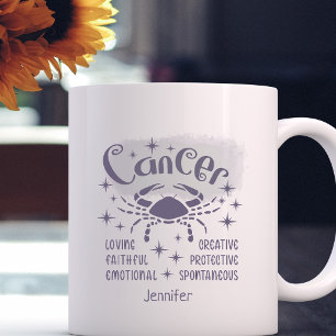 Caneca De Café Cancer Zodiac Traços Personalizados Horoscópio