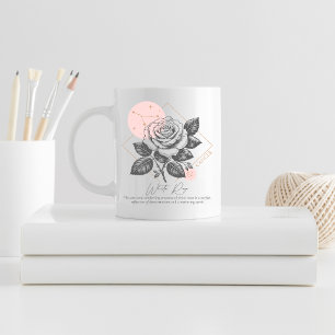 Caneca De Café Câncer Zodíaco Rosa Branca Floral Astrologia Anive