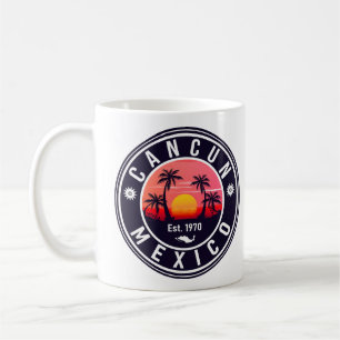 Caneca De Café Cancun México Palm Tree Viagens vintage Souvenir